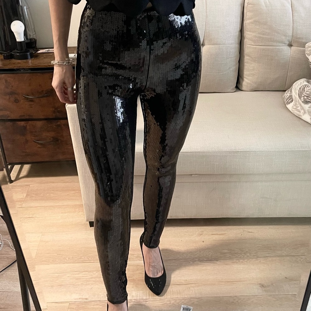 Express Black Sequin Skinny Pants